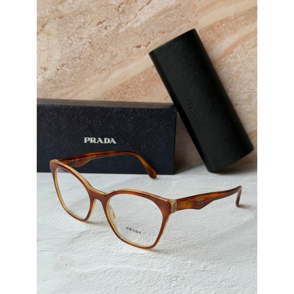 NEW Prada PR09U Eyeglasses Frames in Brown Cat Eye - Picture 4 of 7